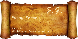 Patay Ferenc névjegykártya